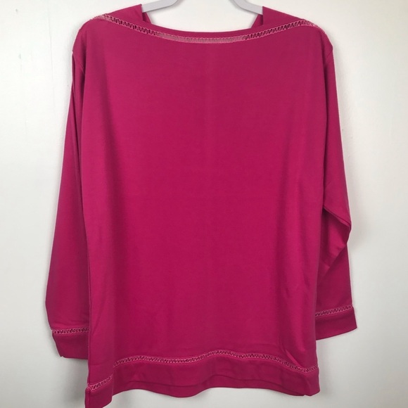 ADOLFO SPORT long sleeve shirt hot pink Women Size Medium NWT Cotton Blend - Picture 1 of 5